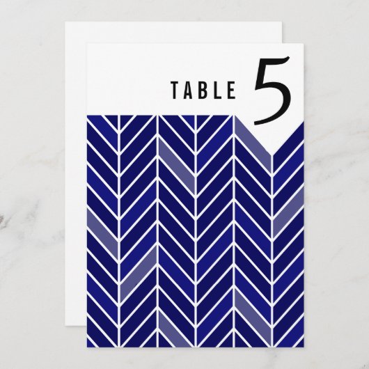 Cantilevered Chevron Table Numbers | marineblauw Kaart (Voorkant / Achterkant)