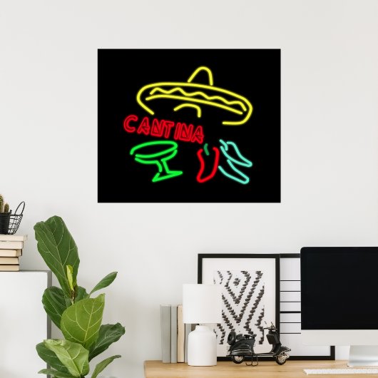 Cantina Neon Sign Poster (Thuiskantoor)