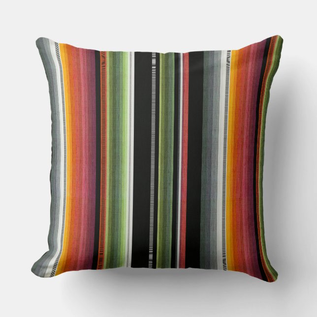 Cantina serape strepen multikleur patroon kussen (Voorkant)