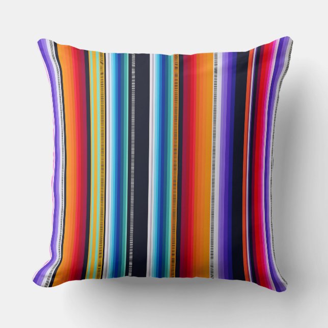 Cantina serape strepen multikleur patroon kussen (Voorkant)