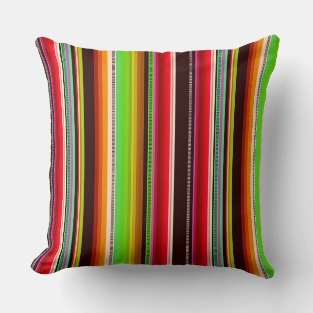 Cantina serape strepen multikleur patroon kussen (Voorkant)