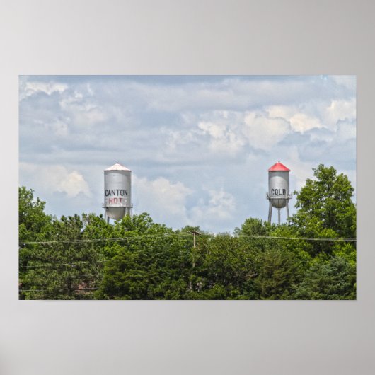 Canton, Kansas, Koude en Warme Watertorens Poster (Voorkant)