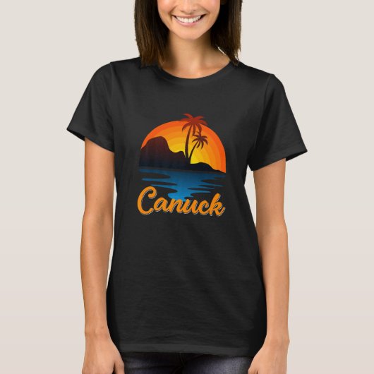 Canuck Vancouver Palm Tree Island Sunset Canada T-shirt (Voorkant)