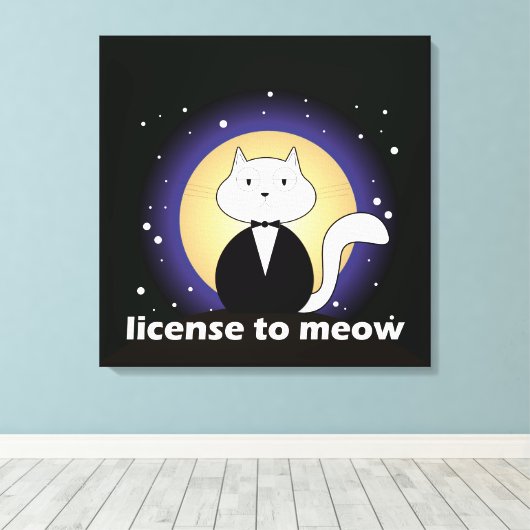 Canva de Cat, License to Meow Canvas Afdruk (Insitu (Houten vloer))