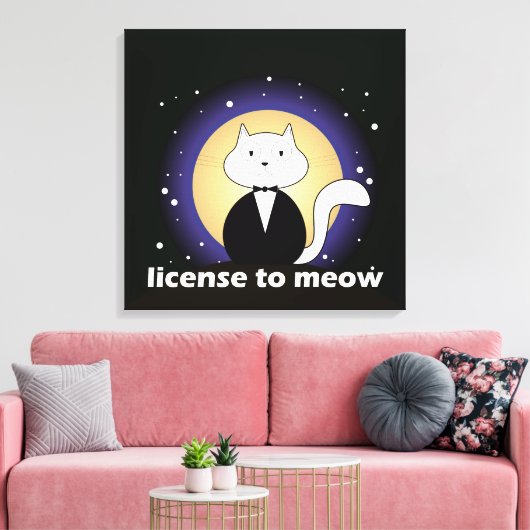 Canva de Cat, License to Meow Canvas Afdruk (Insitu (Woonkamer))