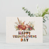 Canva Herfst Pompoenen en Bladeren Prettig Thanksg Feestdagenkaart (Staand voorkant)