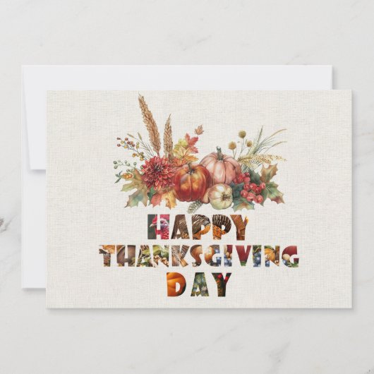 Canva Herfstpompoenen en bladeren Prettig Thanksgi Feestdagenkaart (Voorkant)