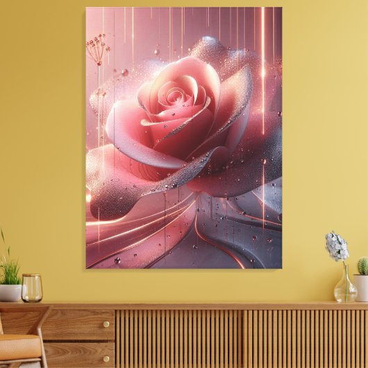 CANVA MUUR ROZE BLOEM KUNST CANVAS AFDRUK (Insitu (Woonkamer))