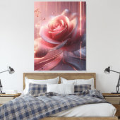 CANVA MUUR ROZE BLOEM KUNST CANVAS AFDRUK (Insitu (Slaapkamer))