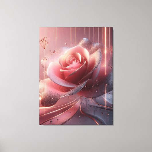 CANVA MUUR ROZE BLOEM KUNST CANVAS AFDRUK (Voorkant)