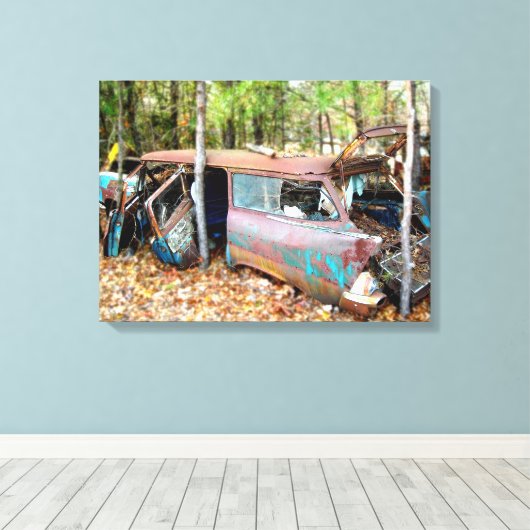 Canvas 1957 Chevy Nomad Nostalgia Junkyard Art (Insitu (Houten vloer))