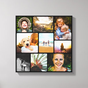 Canvas 9 Fotosjabloon afgerond zwart wandstuk