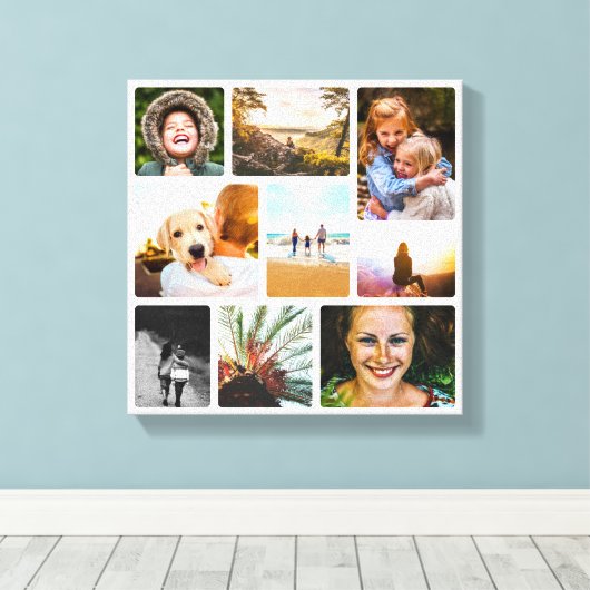 Canvas 9 Photo Template Rond White Wall Piece (Insitu (Houten vloer))