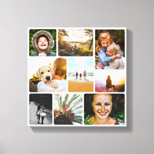 Canvas 9 Photo Template Rond White Wall Piece Afdruk