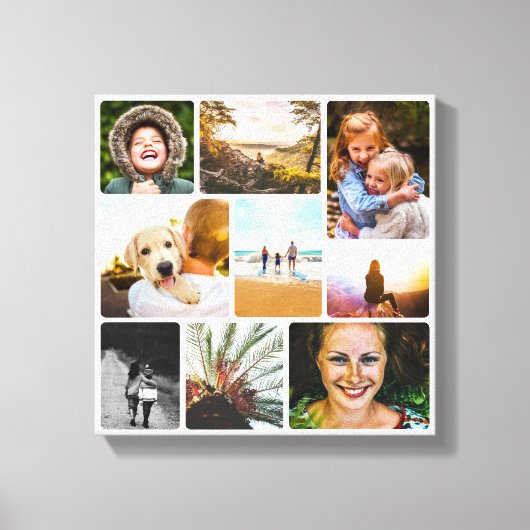Canvas 9 Photo Template Rond White Wall Piece Afdruk (Voorkant)