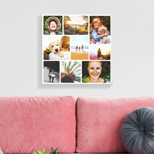 Canvas 9 Photo Template Rond White Wall Piece Afdruk (Insitu (Woonkamer))