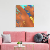 Canvas Abstract Kunstwerk Blauw Koper Goud Afdruk (Insitu (Woonkamer))