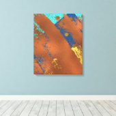 Canvas Abstract kunstwerk blauw kopergoud (Insitu (Houten vloer))
