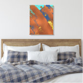 Canvas Abstract kunstwerk blauw kopergoud (Insitu (Slaapkamer))