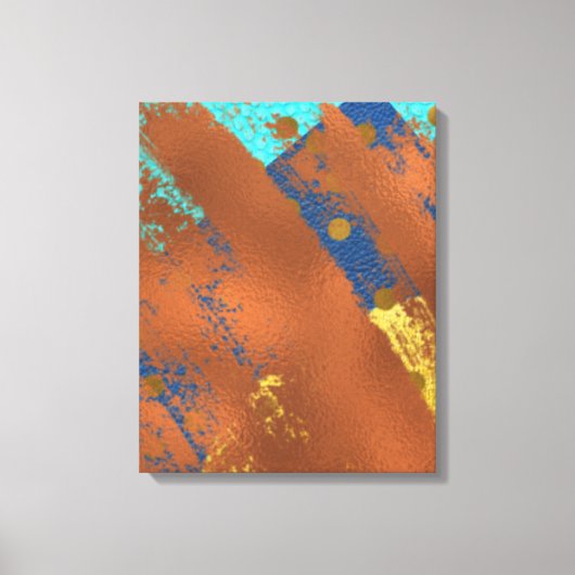 Canvas Abstract kunstwerk blauw kopergoud Afdruk (Voorkant)