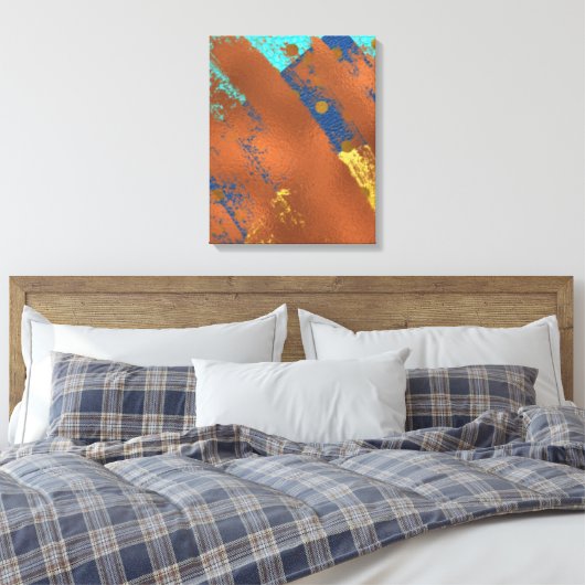 Canvas Abstract kunstwerk blauw kopergoud Afdruk (Insitu (Slaapkamer))