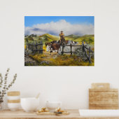 Canvas Afdruk van olie die de springer schildert Poster (Keuken)