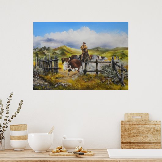 Canvas Afdruk van olie die de springer schildert Poster (Keuken)