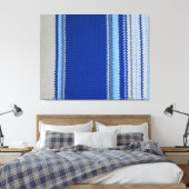 Canvas Afdrukken - Gehaakte Patroonblauwe Stripes (Insitu (Slaapkamer))