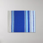 Canvas Afdrukken - Gehaakte Patroonblauwe Stripes (Voorkant)