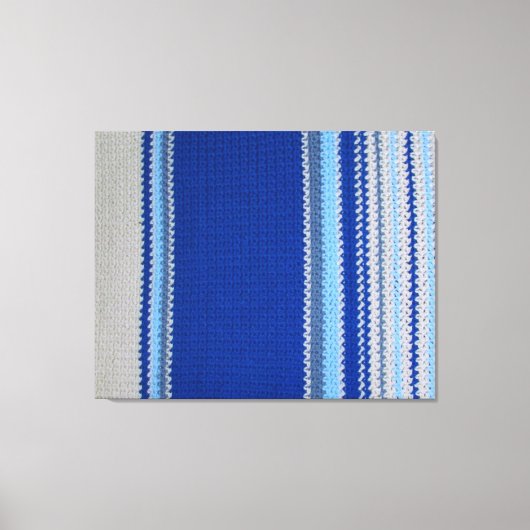 Canvas Afdrukken - Gehaakte Patroonblauwe Stripes (Voorkant)