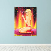 Canvas Afdrukken Glamour, mooi Pin-up Girl-show (Insitu (Houten vloer))