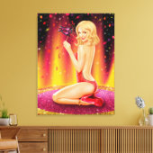 Canvas Afdrukken Glamour, mooi Pin-up Girl-show (Insitu (Woonkamer))