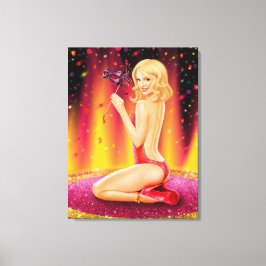 Canvas Afdrukken Glamour, mooi Pin-up Girl-show