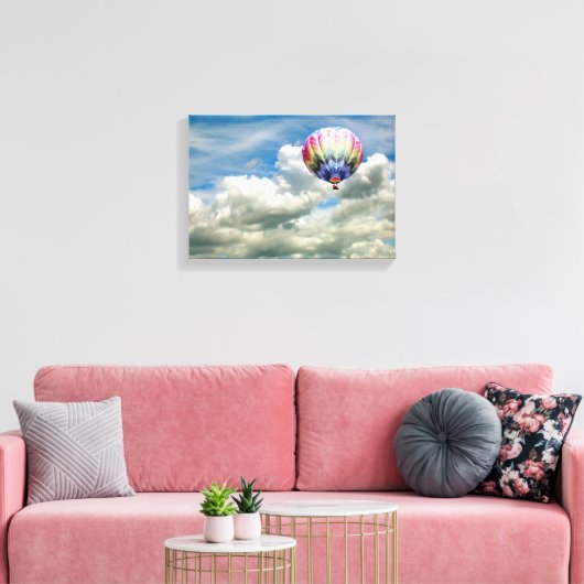 Canvas afdrukken - Hot-Air ballon in wolken (Insitu (Woonkamer))