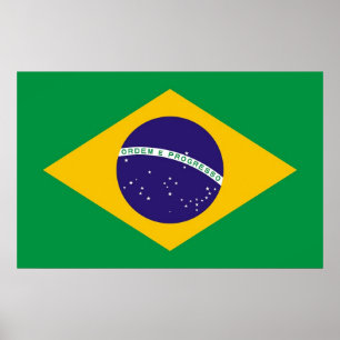 Canvas Afdrukken met vlag van Brazilië Poster