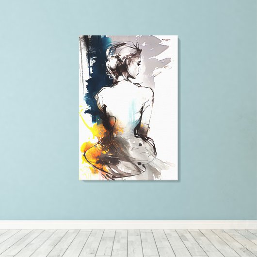 Canvas Afdrukken: Silhouette van een vrouwelijke z (Insitu (Houten vloer))