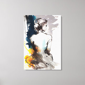 Canvas Afdrukken: Silhouette van een vrouwelijke z Afdruk