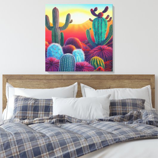 Canvas Afdrukken: Sunset over Cactus desert Platea (Insitu (Slaapkamer))