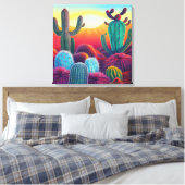 Canvas Afdrukken: Sunset over Cactus desert Platea Afdruk (Insitu (Slaapkamer))