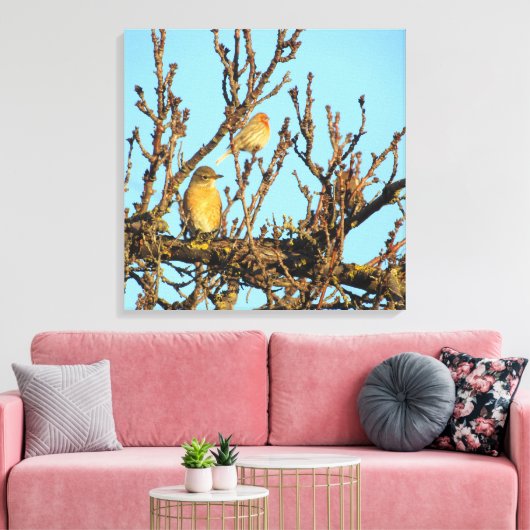 Canvas afdrukken - twee vogels in filialen (Insitu (Woonkamer))