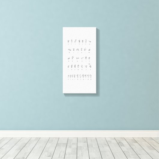 Canvas Amerikaanse gebarentaal alfabet nummers (Insitu (Houten vloer))