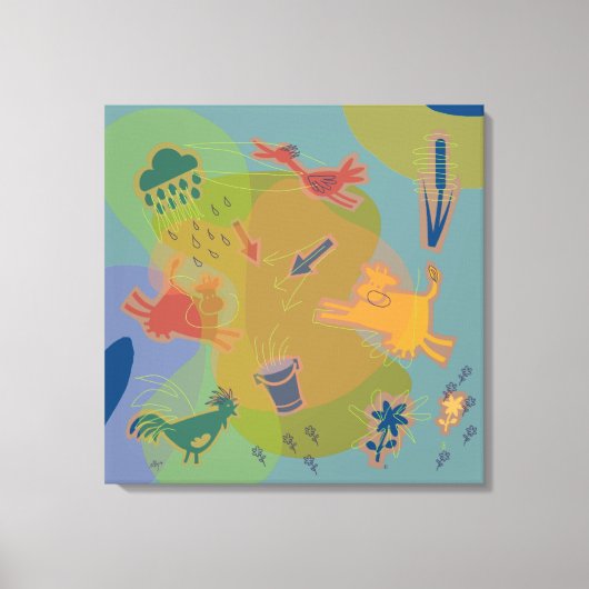 canvas animals cow chicken (Voorkant)