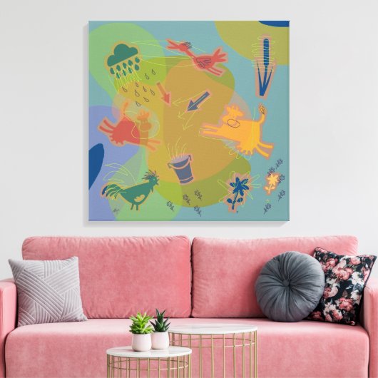 canvas animals cow chicken afdruk (Insitu (Woonkamer))