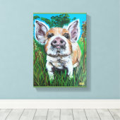Canvas Art 8x10 gewikkeld canvas "Happy Piglet" (Insitu (Houten vloer))