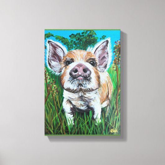 Canvas Art 8x10 gewikkeld canvas "Happy Piglet" Afdruk (Voorkant)