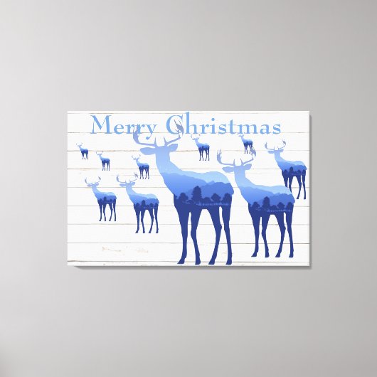 Canvas Art-Blue Deer White kerst (Voorkant)