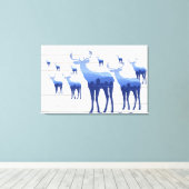 Canvas Art-Blue Herten witte wasborden Afdruk (Insitu (Houten vloer))