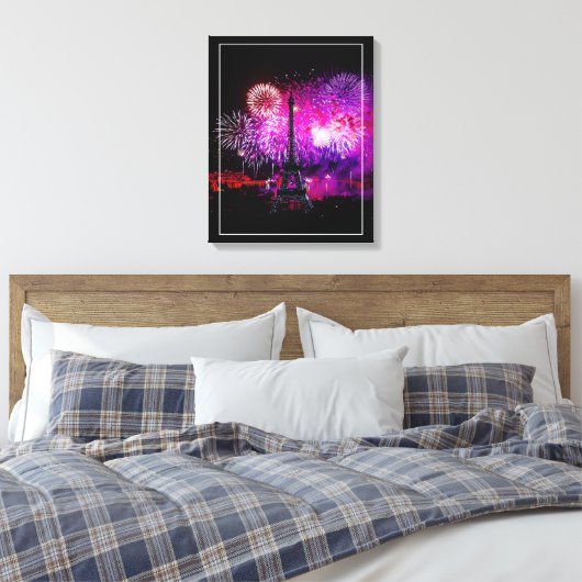 Canvas Art-Eiffeltoren Vuurwerk (Insitu (Slaapkamer))