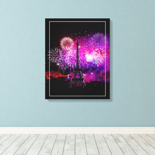 Canvas Art-Eiffeltoren Vuurwerk (Insitu (Houten vloer))