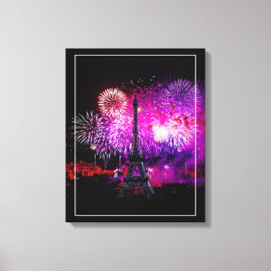 Canvas Art-Eiffeltoren Vuurwerk Afdruk
